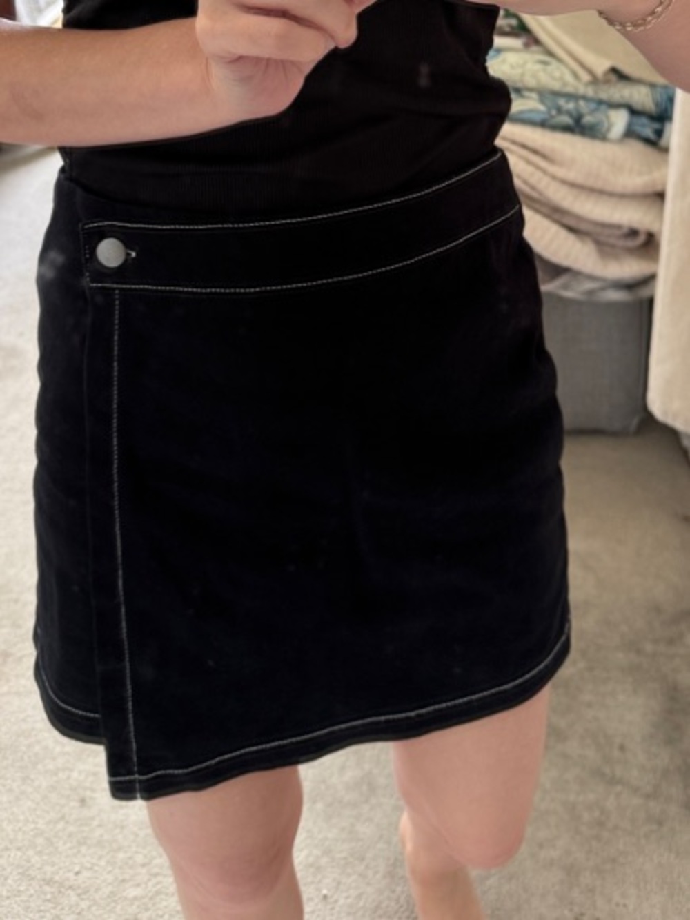 Black Mini Skirt with Contrast Topstitching